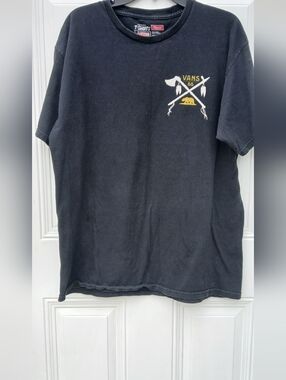 Vans Black Short-Sleeve Tee with Yellow & White Chest Graphic